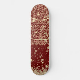 Mandala scannen met gouden sterren op rood persoonlijk skateboard