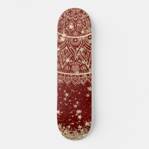 Mandala scannen met gouden sterren op rood persoonlijk skateboard