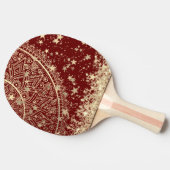 Mandala scannen met gouden sterren op rood tafeltennisbatje (Zijkant)