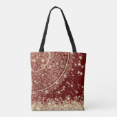 Mandala scannen met gouden sterren op rood tote bag (Achterkant)