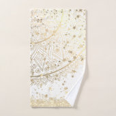 Mandala scannen met gouden sterren op wit  bad handdoek (Handdoek)