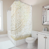 Mandala scannen met gouden sterren op wit douchegordijn (In situ)