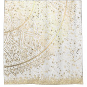 Mandala scannen met gouden sterren op wit douchegordijn (Voorkant)