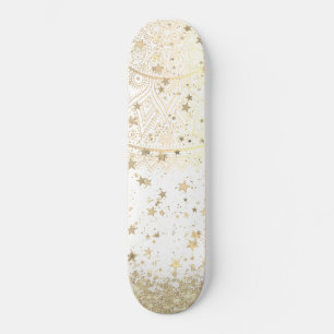 Mandala scannen met gouden sterren op wit persoonlijk skateboard