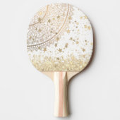 Mandala scannen met gouden sterren op wit  tafeltennisbatje (Voorkant)