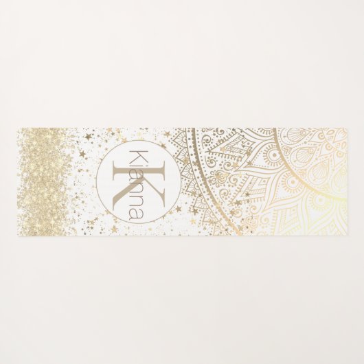 Mandala scannen met gouden sterren op wit yogamat (Achterkant (horizontaal))