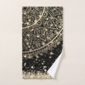 Mandala scannen met gouden sterren op zwart bad handdoek (Handdoek)