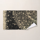 Mandala scannen met gouden sterren op zwart bad handdoek (Handdoek)