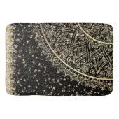Mandala scannen met gouden sterren op zwart badmat (Voorkant)