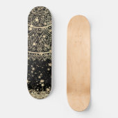 Mandala scannen met gouden sterren op zwart persoonlijk skateboard (Voorkant)