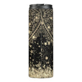 Mandala scannen met gouden sterren op zwart thermosbeker (Achterkant)