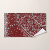 Mandala scannen met zilveren sterren op rood bad handdoek (Handdoek)