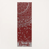 Mandala scannen met zilveren sterren op rood yogamat (Voorkant)