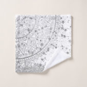 Mandala scannen met zilveren sterren op wit bad handdoek (Wasdoekje)