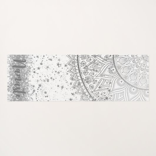 Mandala scannen met zilveren sterren op wit yogamat (Achterkant (horizontaal))