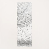 Mandala scannen met zilveren sterren op wit yogamat (Voorkant)