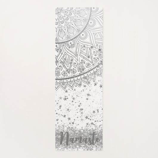 Mandala scannen met zilveren sterren op wit yogamat (Achterkant)