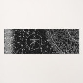 Mandala scannen met zilveren sterren op zwart yogamat (Achterkant (horizontaal))