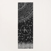 Mandala scannen met zilveren sterren op zwart yogamat (Achterkant)