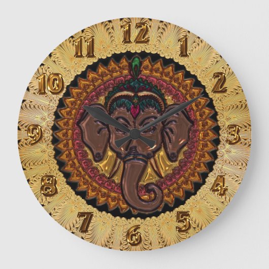 Mandala Schattige Elephant Metallizer Grote Klok (Voorkant)