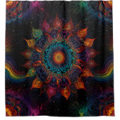 Mandala schattige kleurrijke wervelingen van rood  douchegordijn (Voorkant)