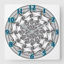 Mandala Scroll Clock Vierkante Klok