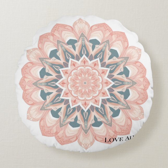 Mandala Sierkussen – Arabesque Design Rond Kussen (Voorkant)