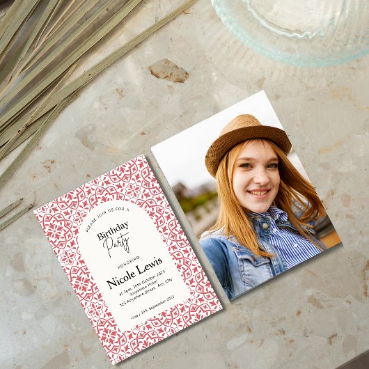 Mandala Siermotief & Arabisch Patroon Robijnrood Kaart