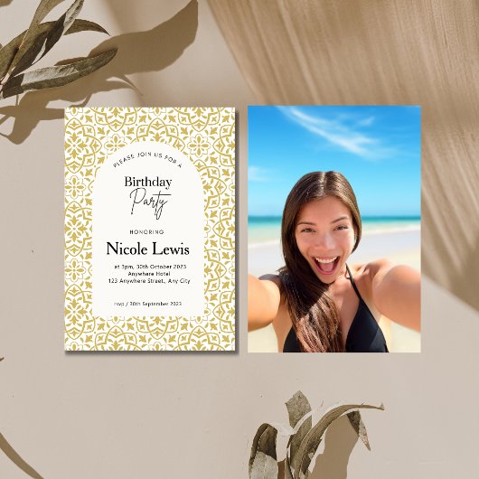 Mandala-siermotief & Arabisch patroon uitnodiging