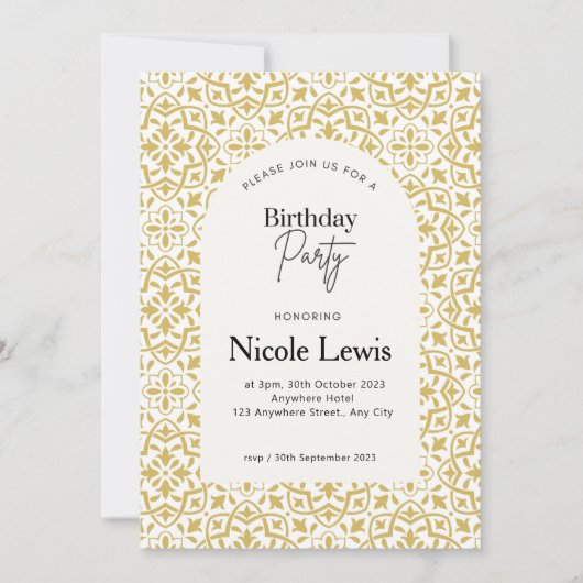 Mandala-siermotief & Arabisch patroon uitnodiging  (Voorkant)