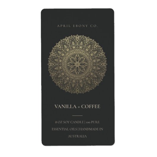  MANDALA SILVER BLEEK GOLD BLACK CANDLE ETIKET (Voorkant)