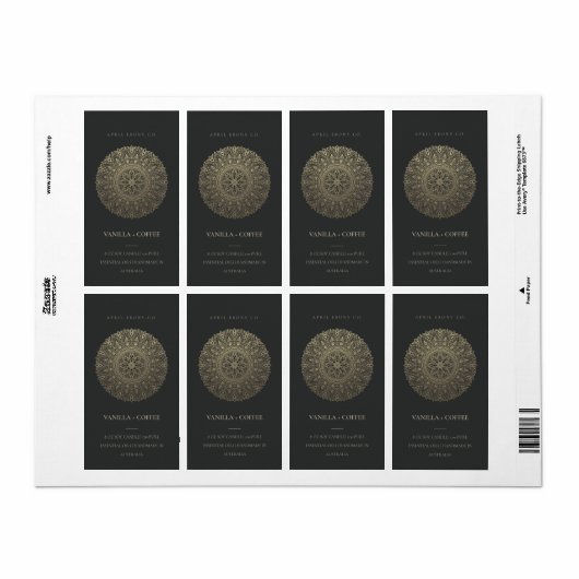 MANDALA SILVER BLEEK GOLD BLACK CANDLE ETIKET (Full Sheet)