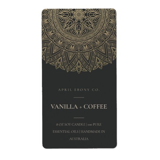 MANDALA SILVER BLEEK GOLD BLACK CANDLE ETIKET (Voorkant)