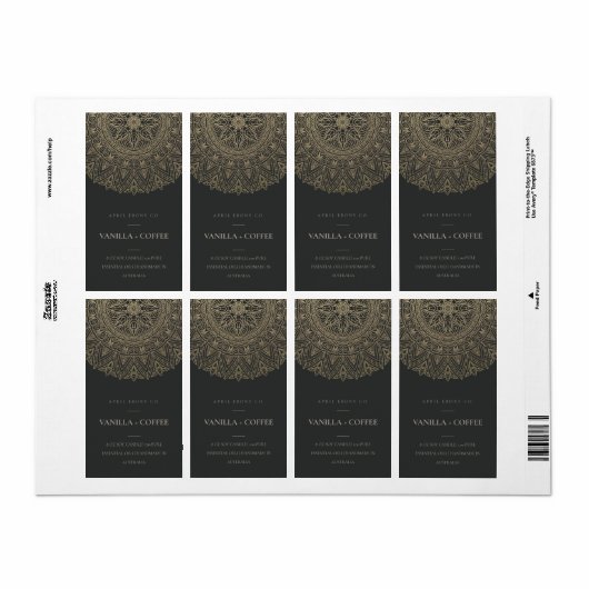  MANDALA SILVER BLEEK GOLD BLACK CANDLE ETIKET (Full Sheet)