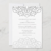Mandala Silver Gray Pattern Personalized Wedding Kaart (Voorkant)