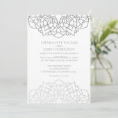 Mandala Silver Gray Pattern Personalized Wedding Kaart (Staand voorkant)