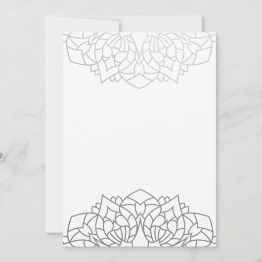 Mandala Silver Gray Pattern Personalized Wedding Kaart (Achterkant)