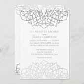 Mandala Silver Gray Pattern Personalized Wedding Kaart (Voorkant / Achterkant)
