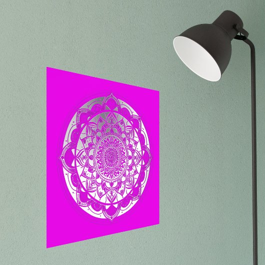 Mandala Silver Magenta Illustratie Folie Afdrukken