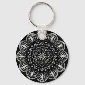 Mandala Sleutelhanger | Zwart en grijs (Voorkant)