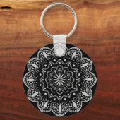 Mandala Sleutelhanger | Zwart en grijs (Achterkant)