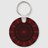 Mandala Sleutelhanger | Zwart en Rood (Voorkant)
