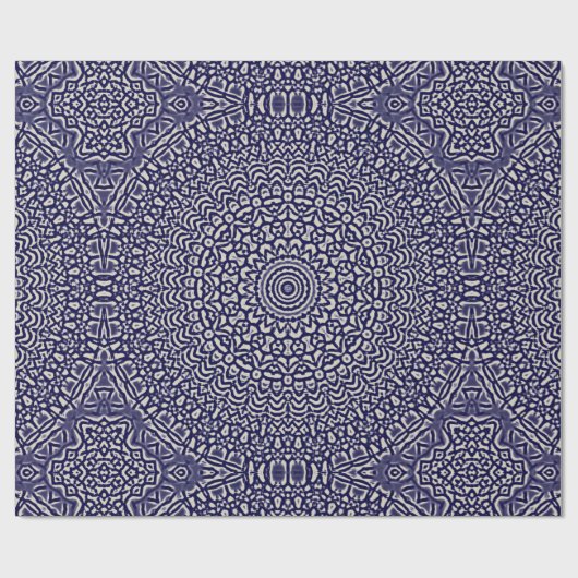 Mandala Smudge Waterverf Dark Blue Pattern Cadeaupapier (Vlak)
