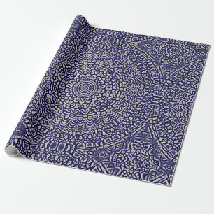 Mandala Smudge Waterverf Dark Blue Pattern Cadeaupapier