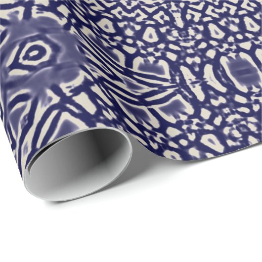 Mandala Smudge Waterverf Dark Blue Pattern Cadeaupapier (Rol Hoek)