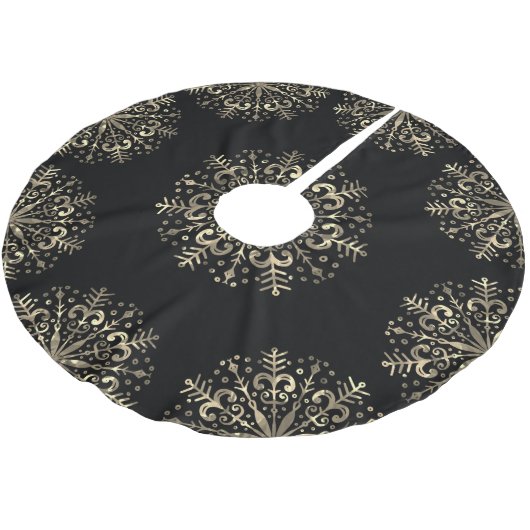 Mandala Snowflake Gold en Black Kerstboom Rok (Gekanteld)