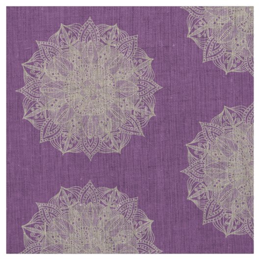Mandala Snowflakes Paars Pattern Fabric Stof (Swatch)