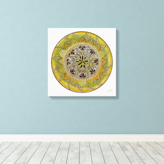 Mandala Solaris Canvas Afdruk (Insitu (Houten vloer))