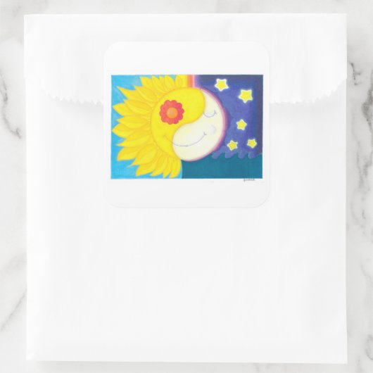 Mandala: Solflor e Luaflor Vierkante Sticker (Tas)
