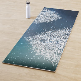 Mandala sparkle heelal blauw groen yogamat